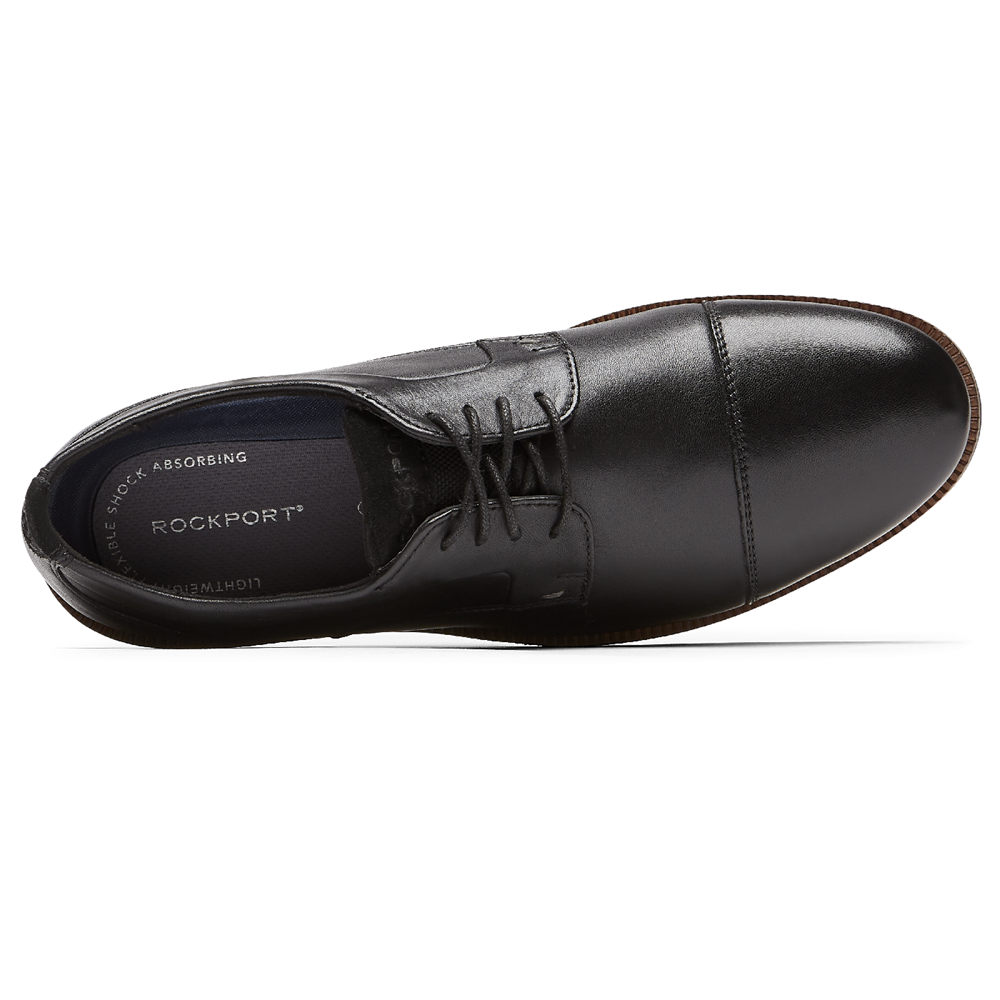 Rockport Mens Oxfords Black - Sharp & Ready 2 Cap Toe - UK 745-QEGNCV